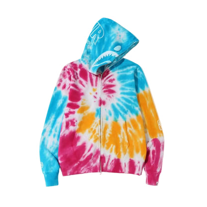 Bape Tie Dye PONR Shark Wide Full Zip Hoodie Multi