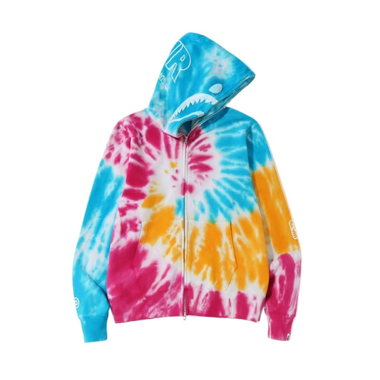 Bape Tie Dye PONR Shark Wide Full Zip Hoodie Multi