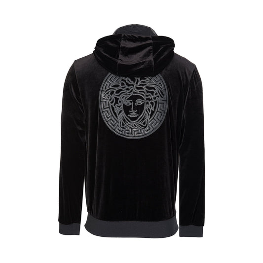 Versace Mainline Velvet Hoodie Black