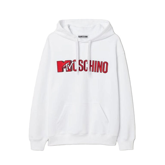 Moschino MTV Logo Pullover Hoodie White/Red