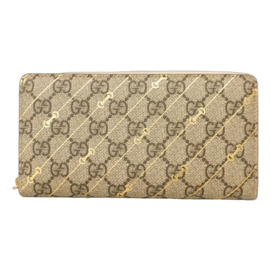 Gucci Zip Around Wallet With Horsebit Print In Metallic (Rare)