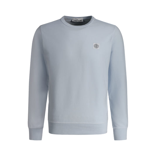 Stone Island Chest Patch Logo Crewneck Sweatshirt Light Blue
