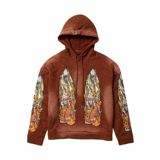 Who Decides War Flame Glass Pullover Hoodie Rust