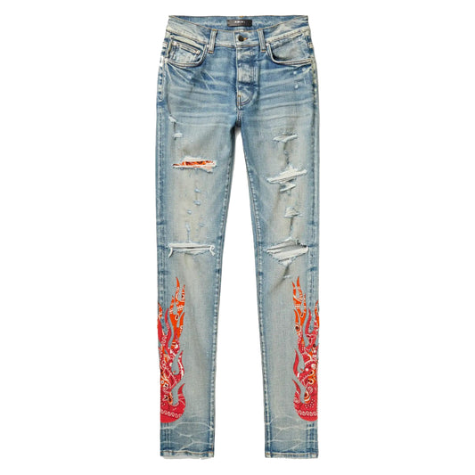 Amiri Bandana Flame Jean Clay Indigo Orange