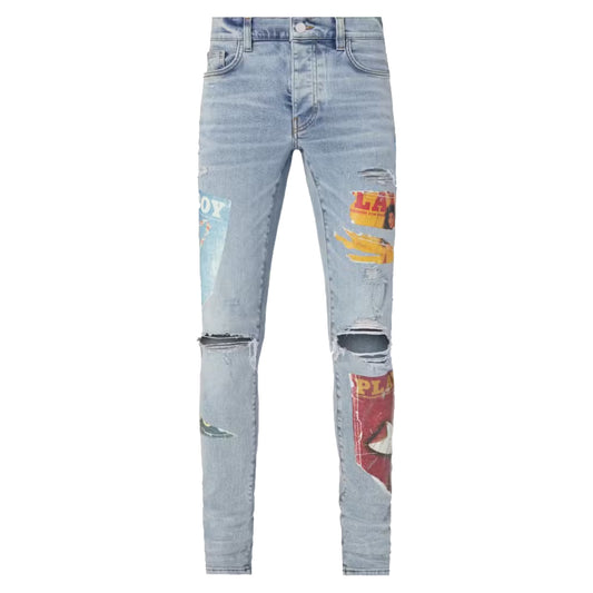 Amiri Playboy Magazine Denim Jean Light Vintage