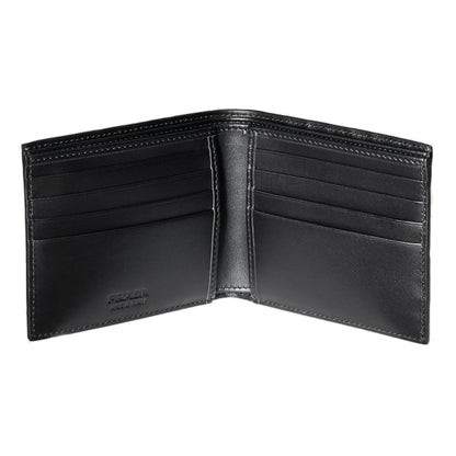 Prada Embossed Triangle Quilted Leather Bi-Fold Wallet Black