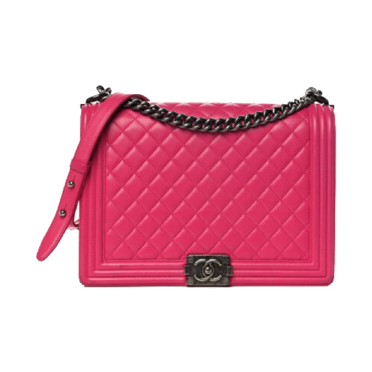 Chanel Quilted Leather Large Boy Flap Bag In Pink