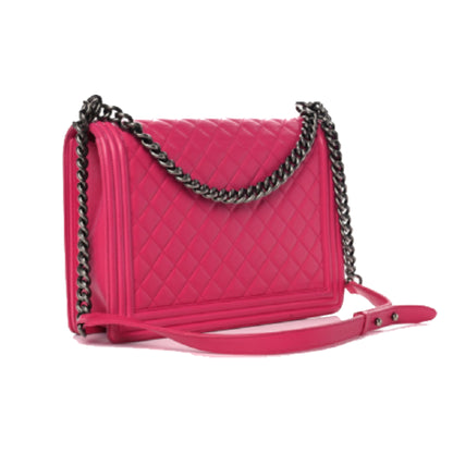 Chanel Quilted Leather Large Boy Flap Bag In Pink