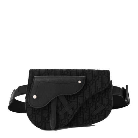 Christian Dior Essentials Oblique Jacquard Saddle Pouch Black