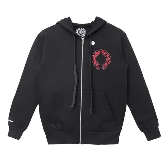 Chrome Hearts Thermal Red Horseshoe Zip Up Hoodie
