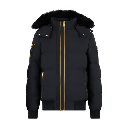 Moose Knuckles Gold Series Stagg Shearling Trim Bomber Jacket Black/Black