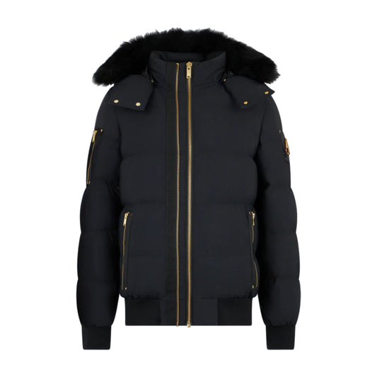 Moose Knuckles Gold Series Stagg Shearling Trim Bomber Jacket Black/Black