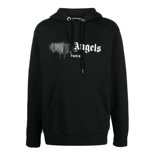 Palm Angels Paris Sprayed Logo Hoodie Black