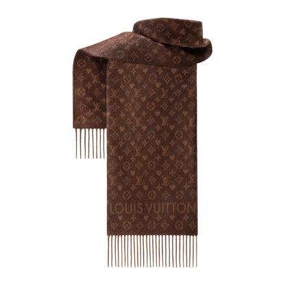 Louis Vuitton Monogram Jacquard Game On Cashmere Scarf Brown