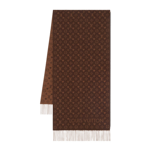 Louis Vuitton Monogram Jacquard Game On Cashmere Scarf Brown