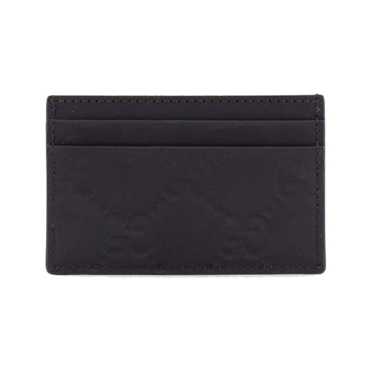 Gucci Jumbo GG Logo Embossed Leather Cardholder Black
