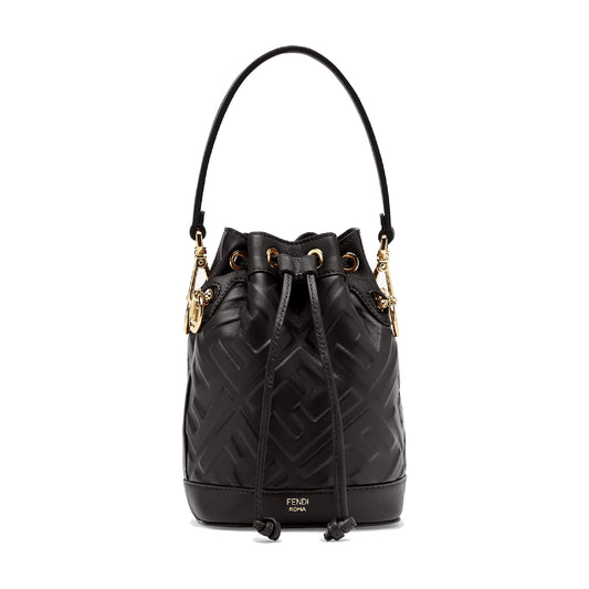Fendi FF Motif Mon Tresor Leather Mini Bag Black