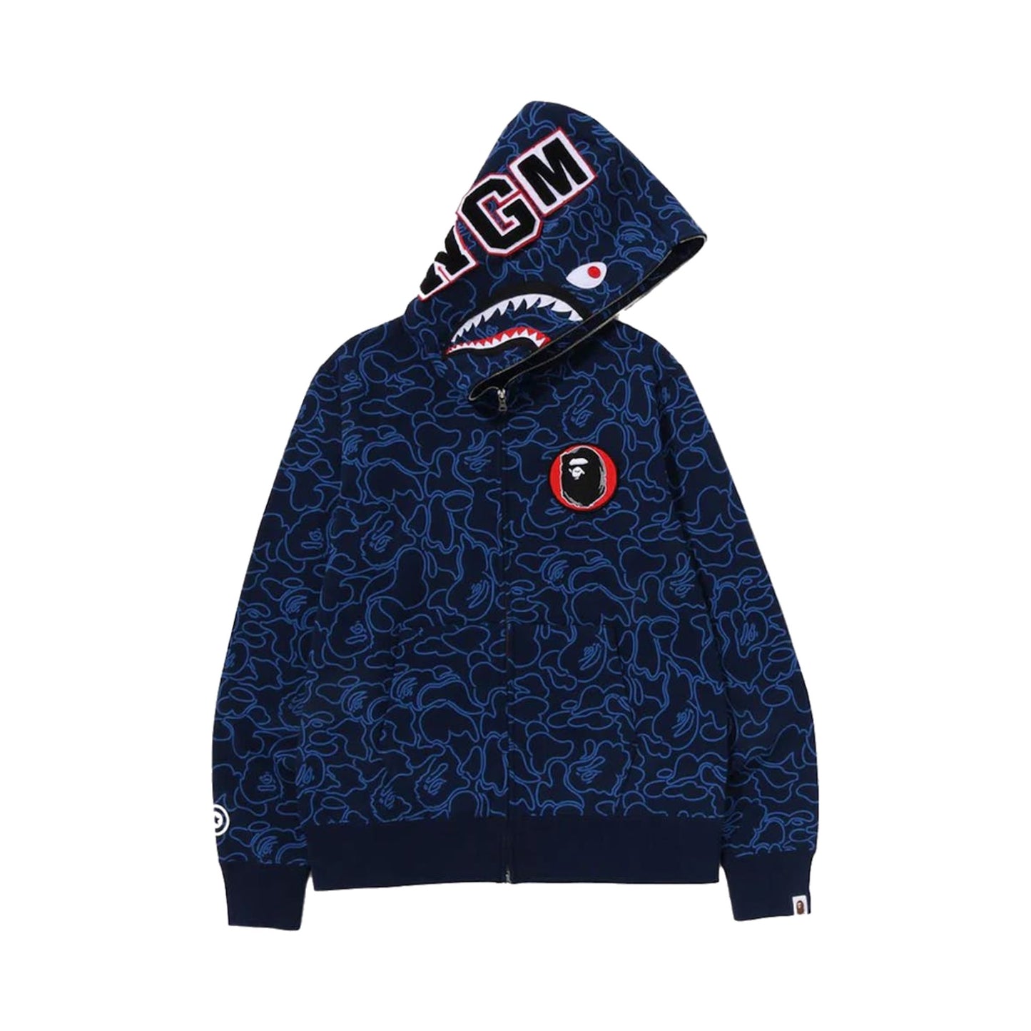 Bape 30th Anniversary Line Camo Shark Full Zip Hoodie Navy