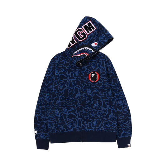 Bape 30th Anniversary Line Camo Shark Full Zip Hoodie Navy
