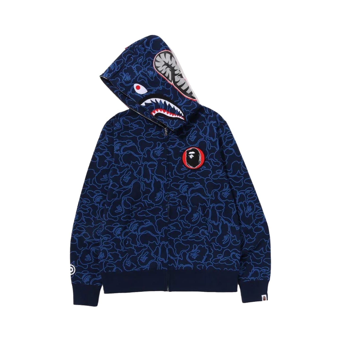 Bape 30th Anniversary Line Camo Shark Full Zip Hoodie Navy