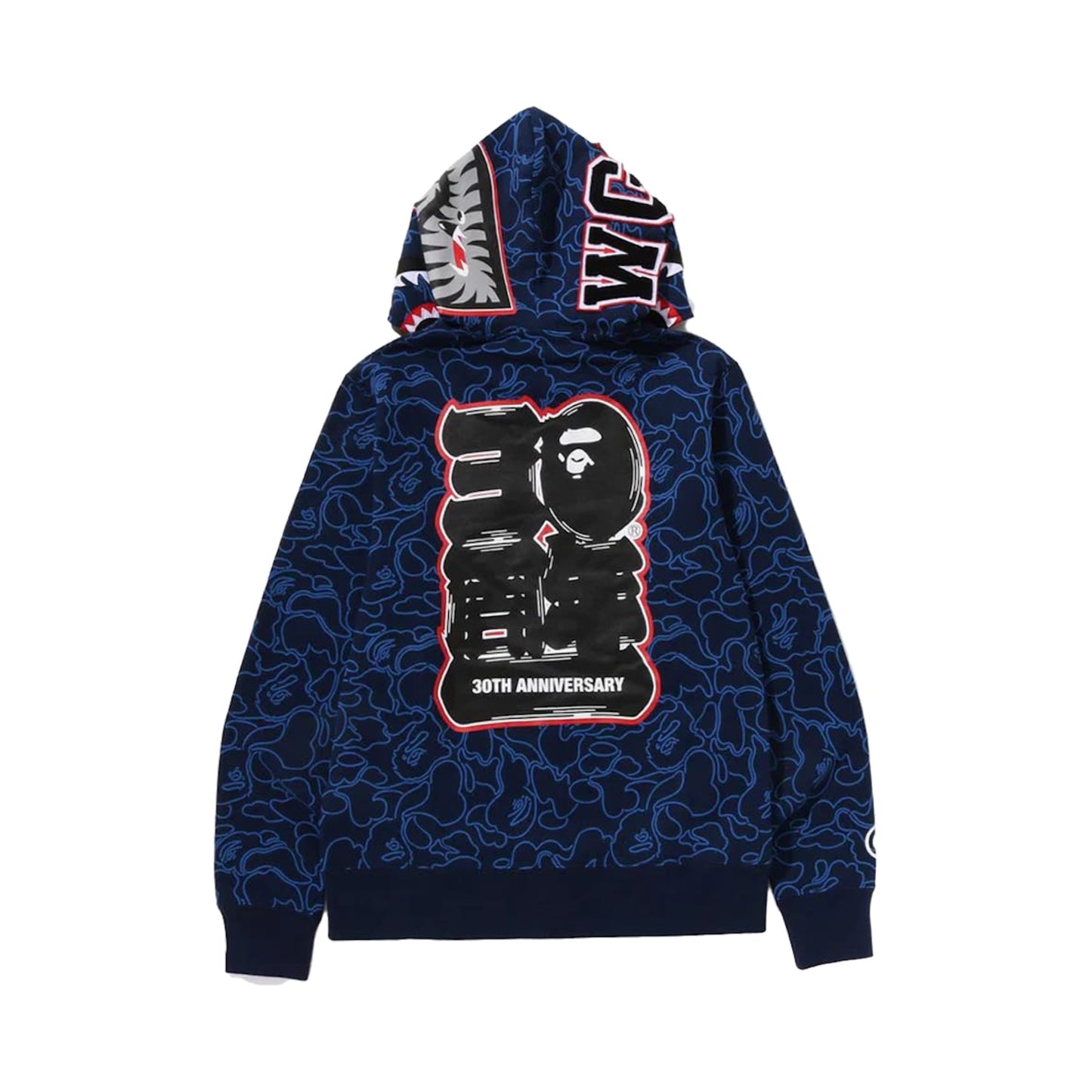Bape 30th Anniversary Line Camo Shark Full Zip Hoodie Navy