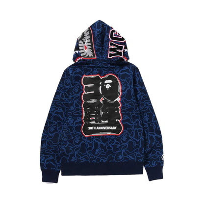 Bape 30th Anniversary Line Camo Shark Full Zip Hoodie Navy