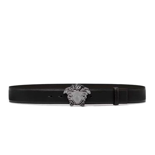 Versace La Medusa Reversible Leather Belt Black & Navy (Size 85/34)