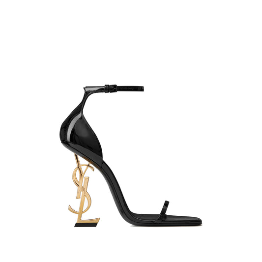 YSL Opyum Sandals Patent Leather Black/Gold (Size 36.5EU)