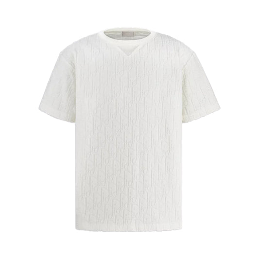 Dior Oblique Relaxed Fit T-Shirt White Terry Cotton Jacquard
