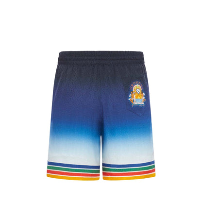 Casablanca Rainbow Monogram Silk Shorts Blue/Multi