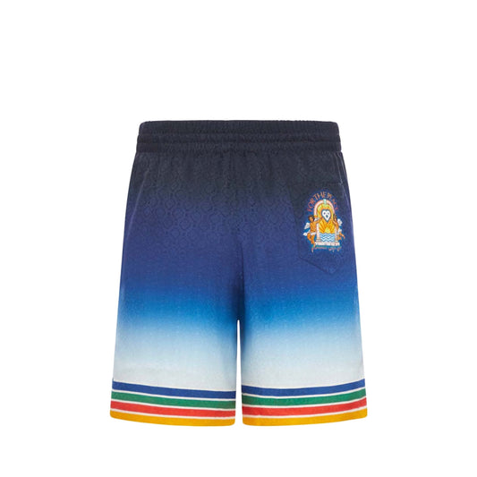 Casablanca Rainbow Monogram Silk Shorts Blue/Multi