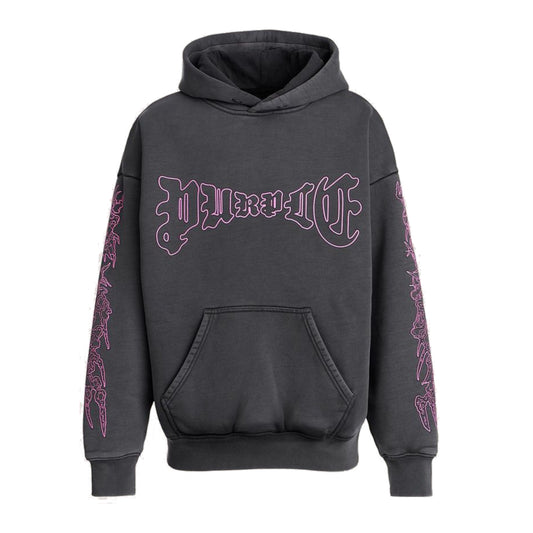 Purple Brand Arched Gothic Hoodie Washed Black/Purple
