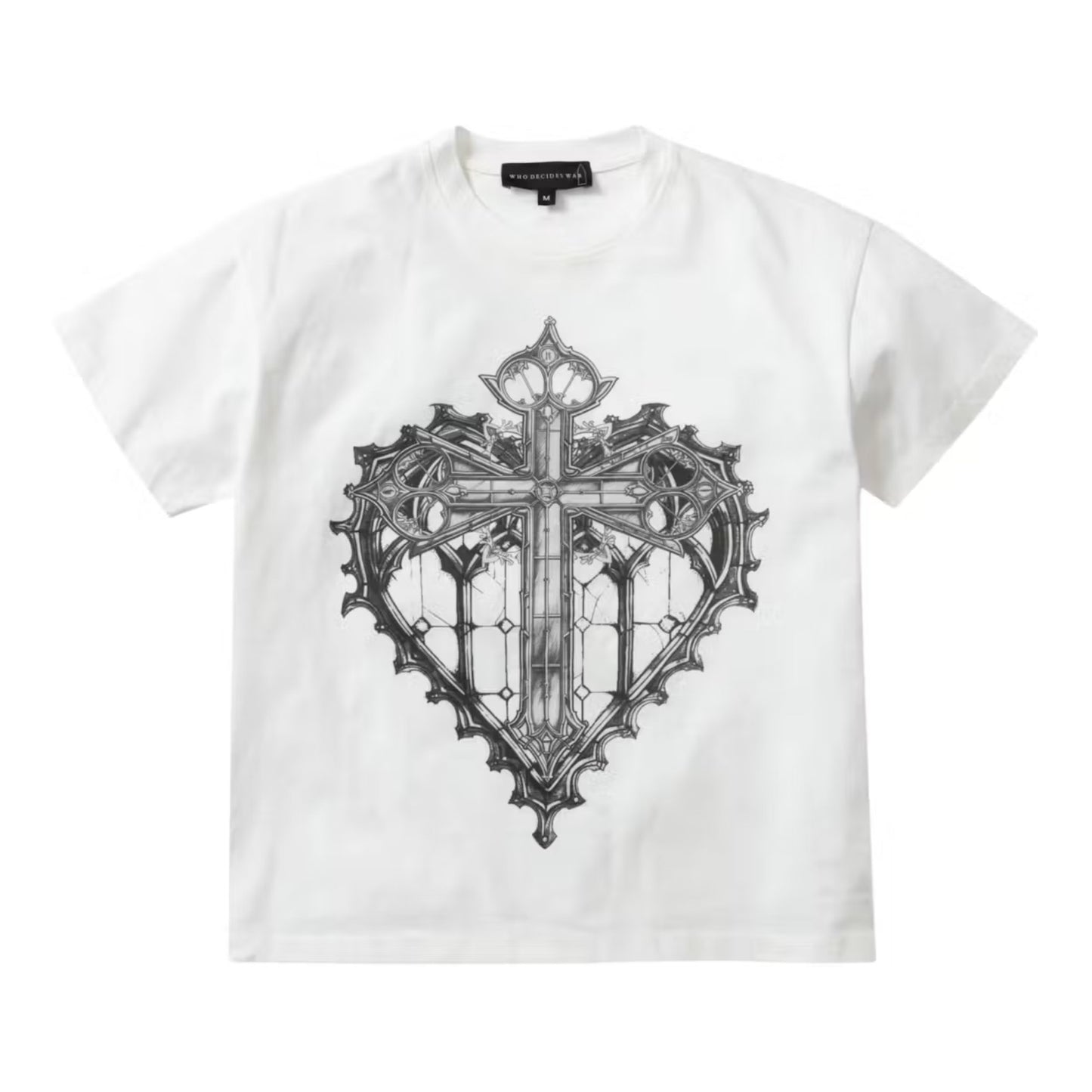 Who Decides War White Sacred Heart Short Sleeve T-shirt