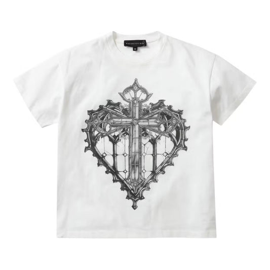Who Decides War White Sacred Heart Short Sleeve T-shirt