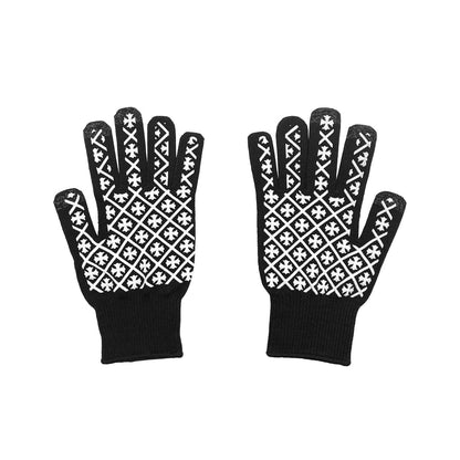 Chrome Hearts Script Cross Logo Gloves Black/White