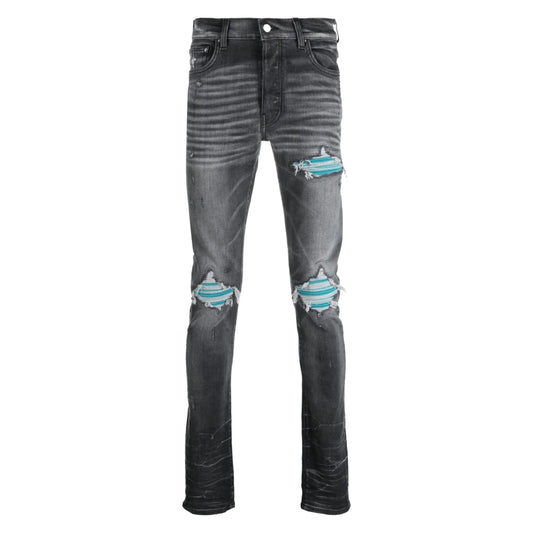 Amiri MX1 Ultra Suede Blue Patch Jeans Storm Grey
