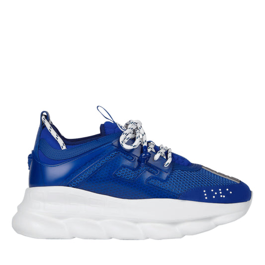 Versace Chain Reaction Mesh Rubber Suede Sneakers Blue