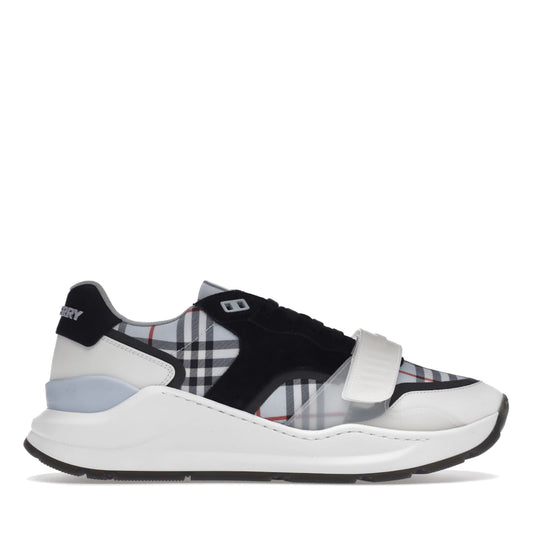 Burberry Ramsey Haymarket Check Print Sneakers Light Blue White Black