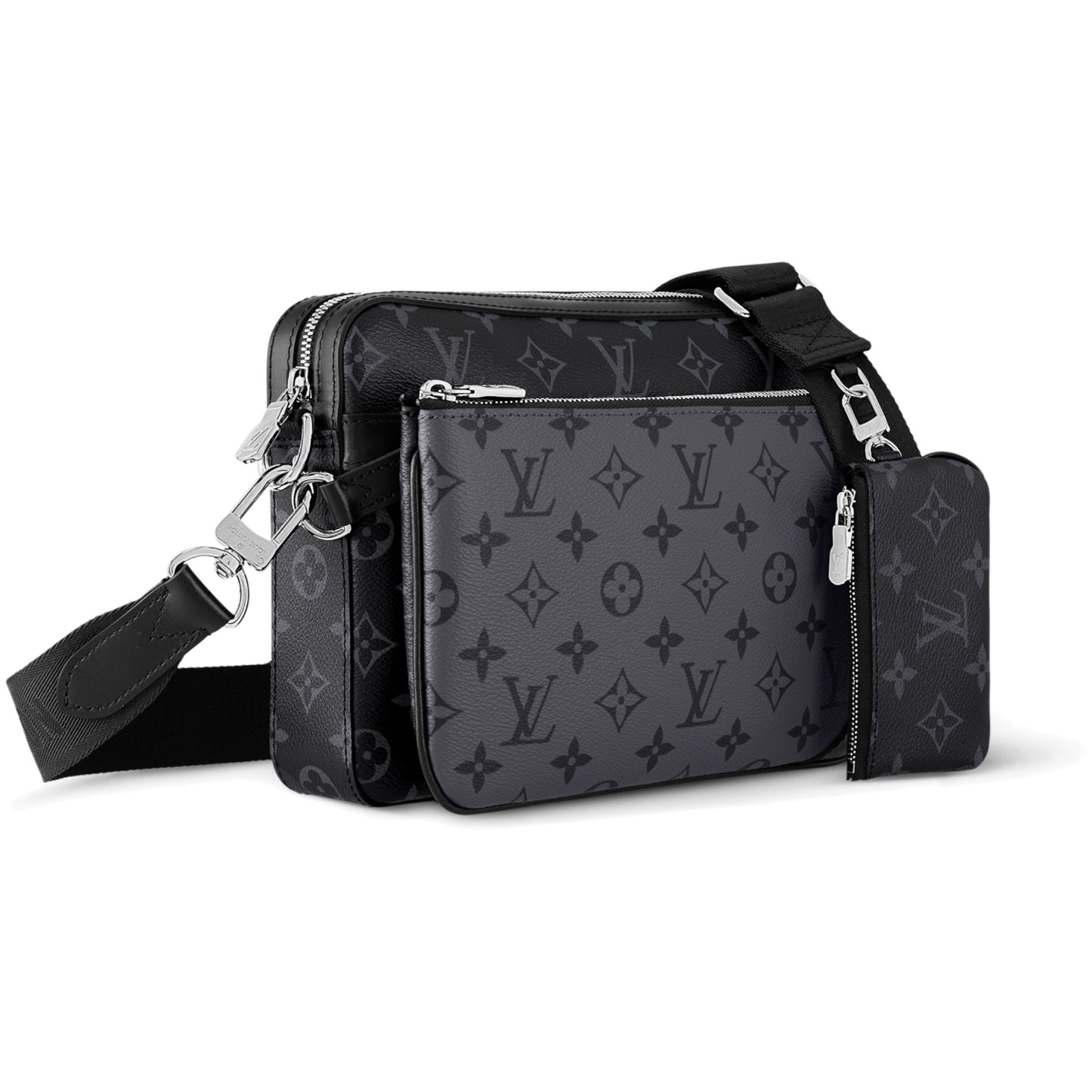 Louis Vuitton Monogram Eclipse Trio Messenger Bag Black/Grey (Reversible)
