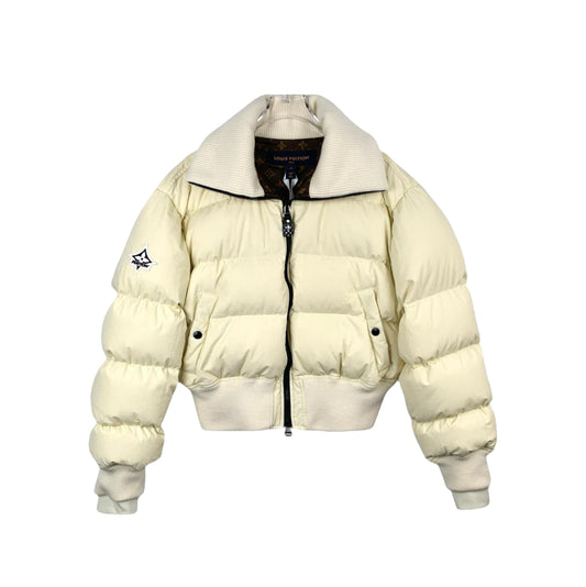 Louis Vuitton Cream Women Logo Puffer Jacket