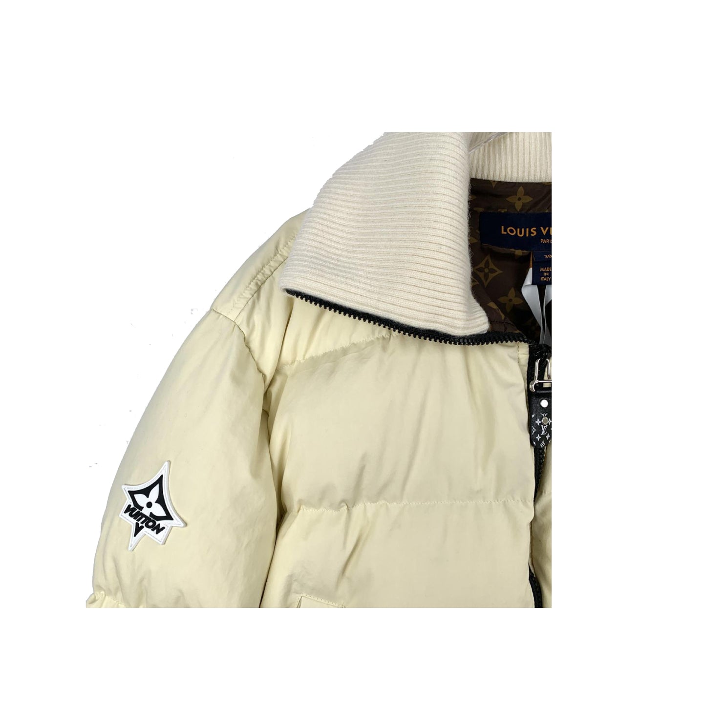 Louis Vuitton Cream Women Logo Puffer Jacket