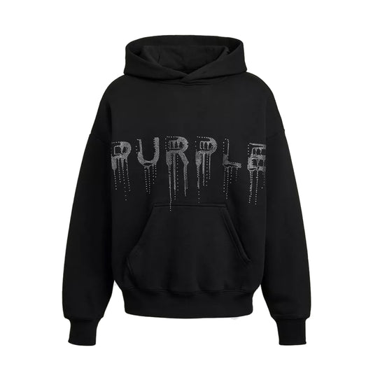 Purple Brand Embellished Drip Logo Hooded Sweatshirt