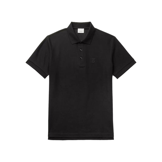 Burberry TB Embroidered Logo Cotton Piqué Polo Shirt Black
