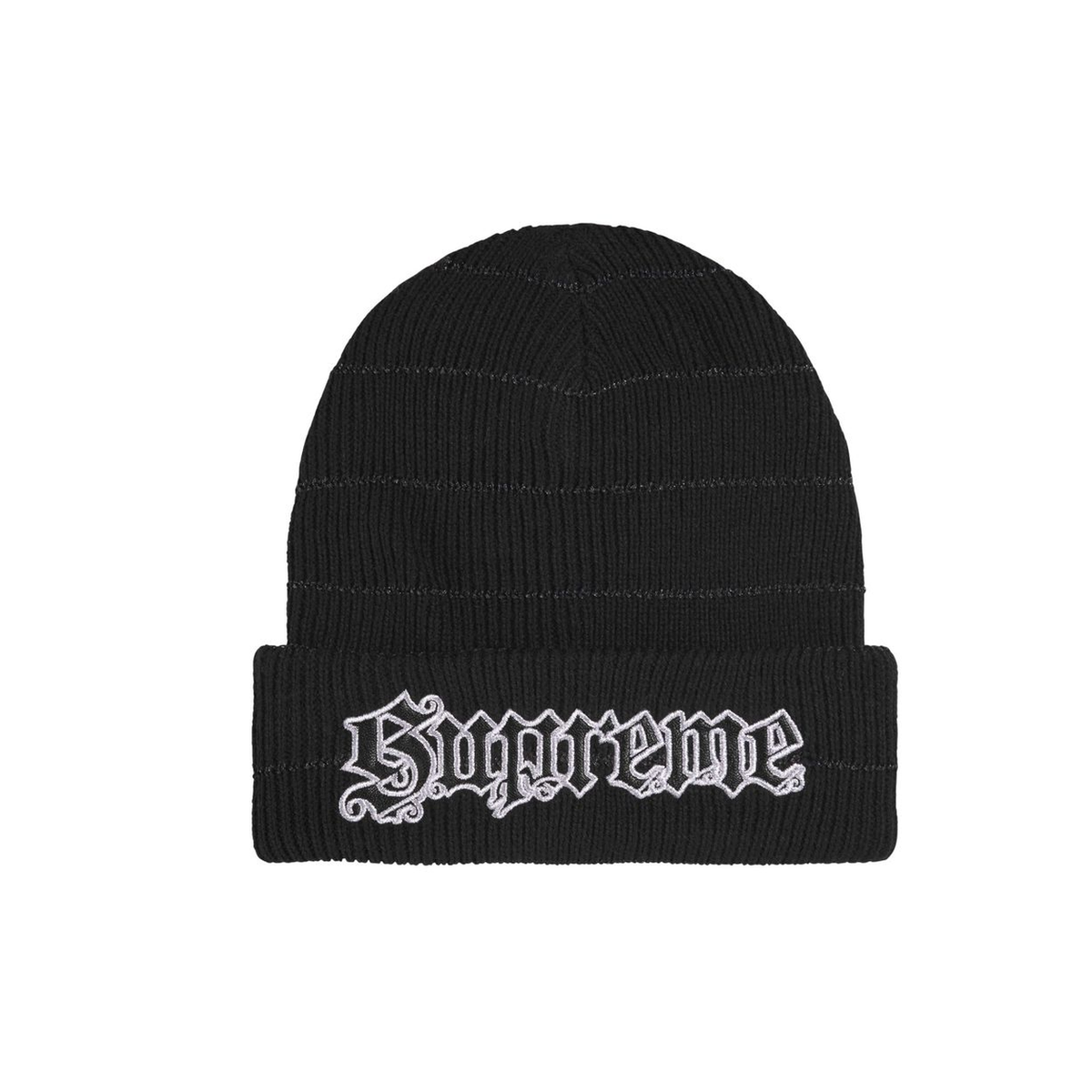 Supreme Metallic Stripe Beanie Black