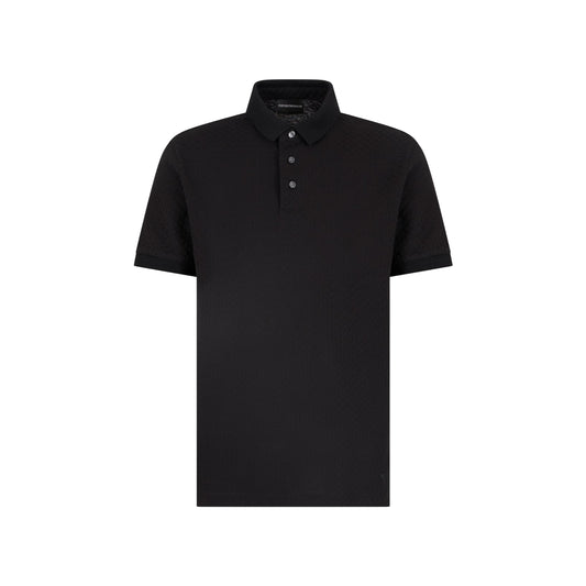 Emporio Armani Exclusive Jacquard Jersey Polo Shirt Black