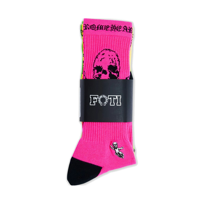 Chrome Hearts Foti Socks (3 Pack) Neon Pink/Yellow/Green