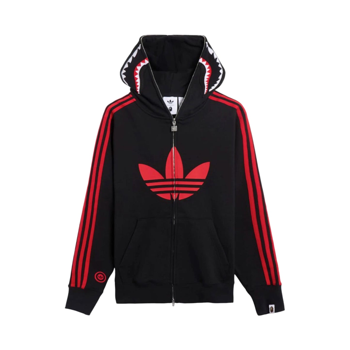 Bape x Adidas Shark Fleece Full Zip Hoodie Black/Red