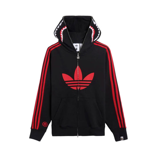 Bape x Adidas Shark Fleece Full Zip Hoodie Black/Red