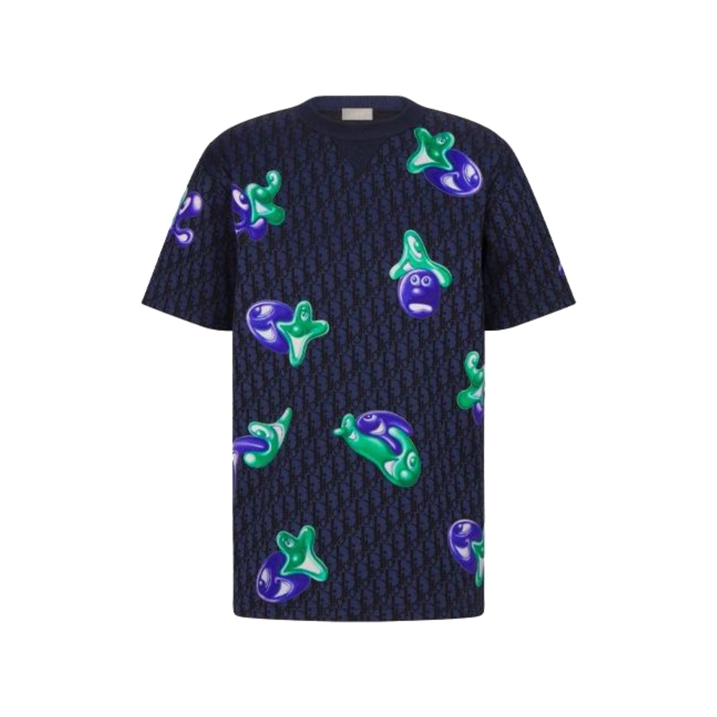 Dior x Kenny Scharf Oblique Relaxed Fit Terry Cotton Jacquard T-Shirt Blue