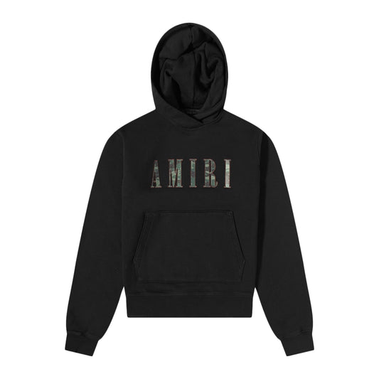 Amiri Camo Fill Logo Hoodie Black